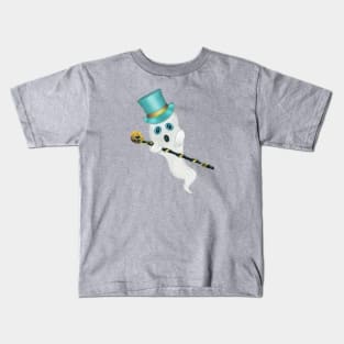 Ghost Top Hat Fancy Cane Gold Skull Kids T-Shirt